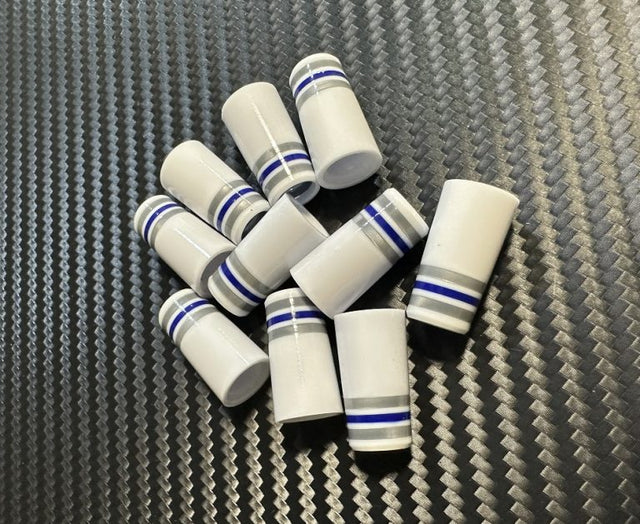 Custom Iron Ferrules 10 Pack - Blue/White/Gray