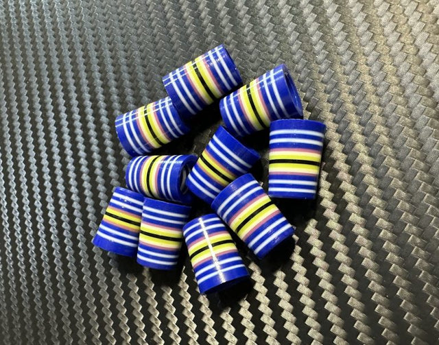 Custom Iron Ferrules 10 Pack - Blue/White/Yellow/Black