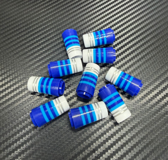Custom Collared Iron Ferrules 10 Pack - Navy/Blue/White/Silver